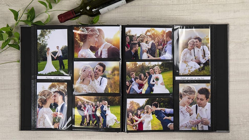 Photos of a family in a photo album.